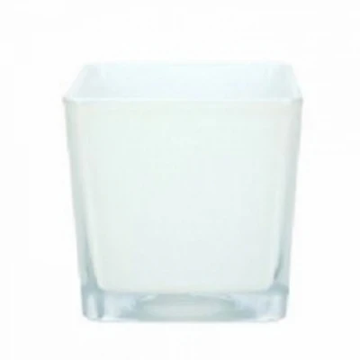 SKLENĚNÝ SVÍCEN NOEMI 8x8cm výška 8cm BÍLÝ