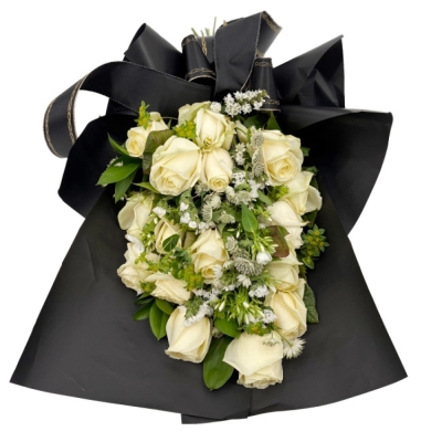 Smuteční kytice na položení - bílá 60cm