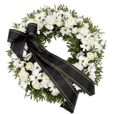 Smuteční věnec bílý Ø 38cm