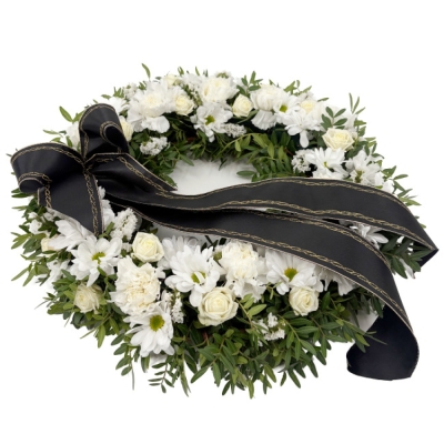 Smuteční věnec bílý Ø 38cm