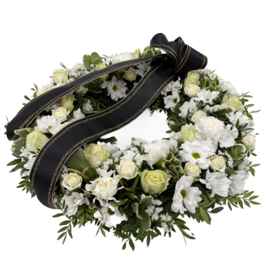 Smuteční věnec bílý Ø 44cm
