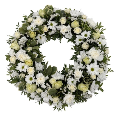 Smuteční věnec bílý Ø 44cm