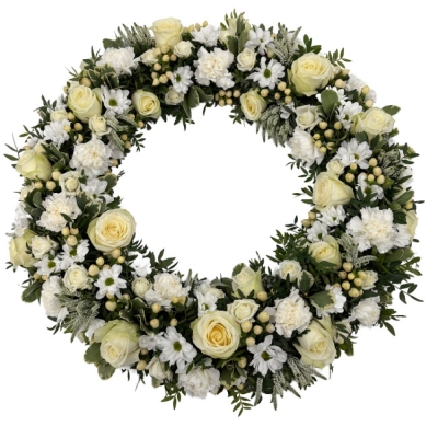 Smuteční věnec bílý Ø 58cm