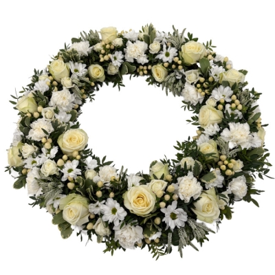Smuteční věnec bílý Ø 58cm
