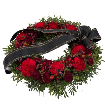 Smuteční věnec červený Ø 38cm