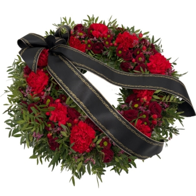 Smuteční věnec červený Ø 38cm