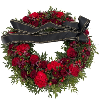 Smuteční věnec červený Ø 44cm