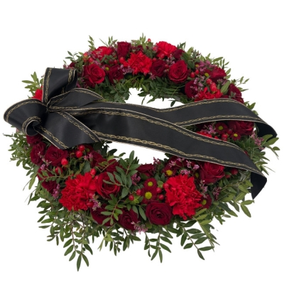 Smuteční věnec červený Ø 44cm