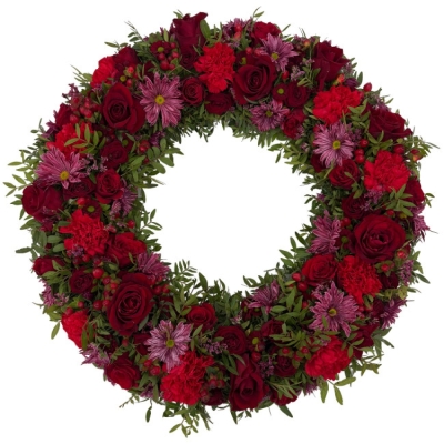 Smuteční věnec červený Ø 50cm