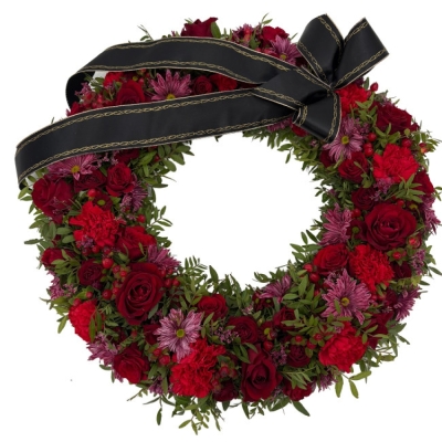 Smuteční věnec červený Ø 50cm