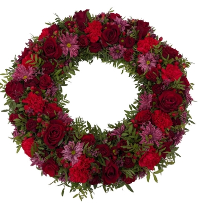 Smuteční věnec červený Ø 50cm