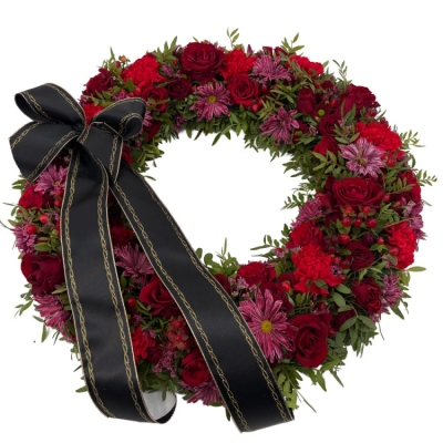Smuteční věnec červený Ø 50cm