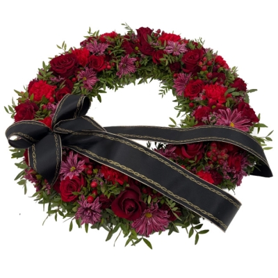Smuteční věnec červený Ø 50cm