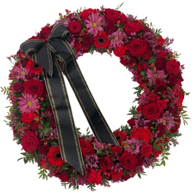 Smuteční věnec červený Ø 58cm