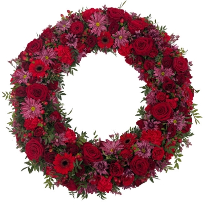 Smuteční věnec červený Ø 58cm