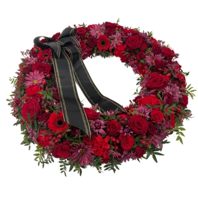 Smuteční věnec červený Ø 58cm
