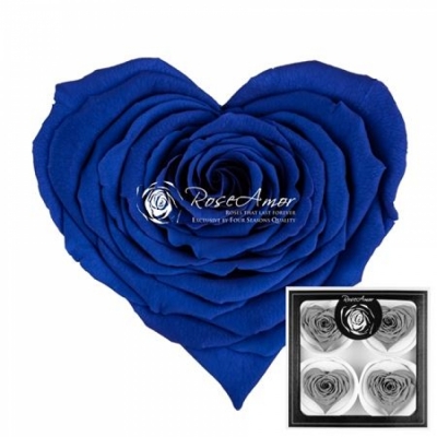 Stabilizovaná modrá růže tvaru srdce 4ks