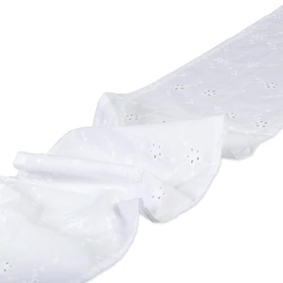 Běhoun na stůl květovaný broderie bílý 180mm x 1,8m