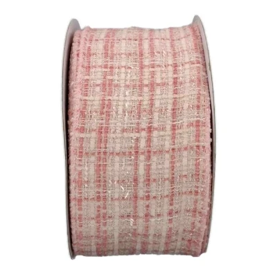 Stuha bavlněná s drátkem růžová geometrie 9.1 m