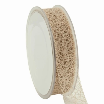 Pavučinová dekorační stuha 25 mm x 20 m Crème