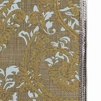 Stuha jutová s drátkem béžová ornamenty 9.1 m