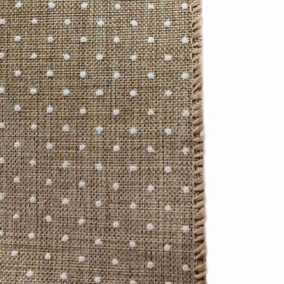 Stuha jutová s drátkem béžová přírodní tečky 9.1 m