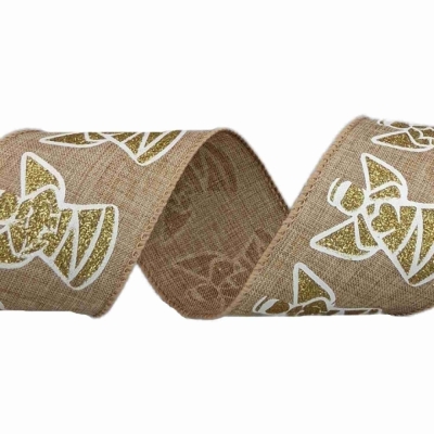 Stuha jutová s drátkem béžová vánoční anděl 9.1 m