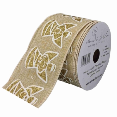 Stuha jutová s drátkem béžová vánoční anděl 9.1 m