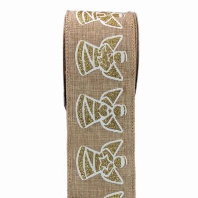 Stuha jutová s drátkem béžová vánoční anděl 9.1 m