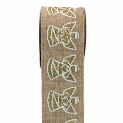 Stuha jutová s drátkem béžová vánoční anděl 9.1 m