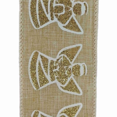 Stuha jutová s drátkem béžová vánoční anděl 9.1 m