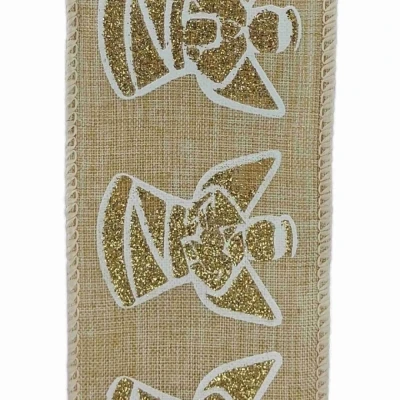 Stuha jutová s drátkem béžová vánoční anděl 9.1 m