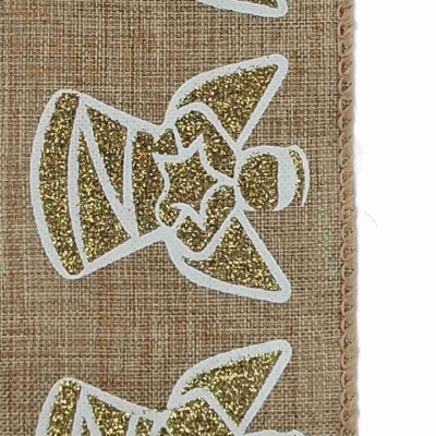 Stuha jutová s drátkem béžová vánoční anděl 9.1 m