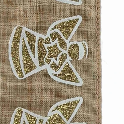 Stuha jutová s drátkem béžová vánoční anděl 9.1 m