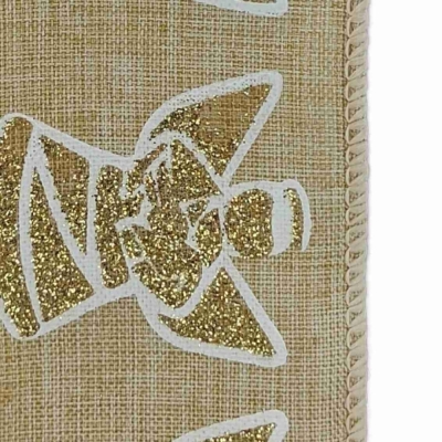 Stuha jutová s drátkem béžová vánoční anděl 9.1 m