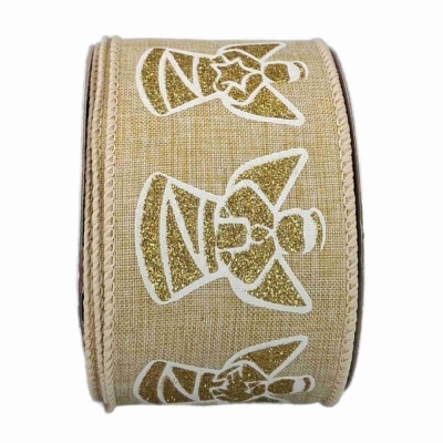 Stuha jutová s drátkem béžová vánoční anděl 9.1 m