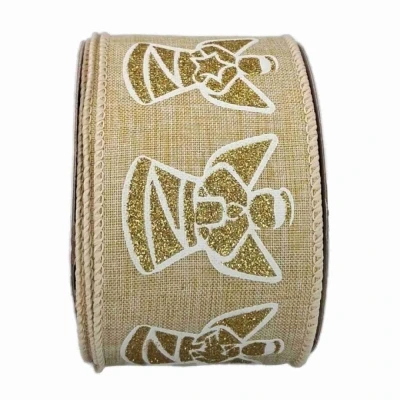 Stuha jutová s drátkem béžová vánoční anděl 9.1 m