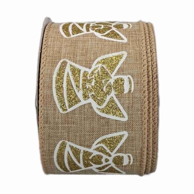 Stuha jutová s drátkem béžová vánoční anděl 9.1 m