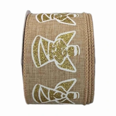 Stuha jutová s drátkem béžová vánoční anděl 9.1 m