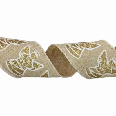 Stuha jutová s drátkem béžová vánoční anděl 9.1 m