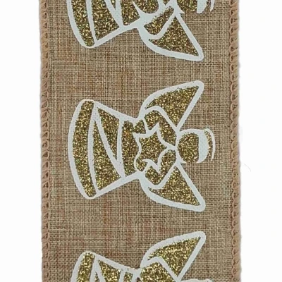 Stuha jutová s drátkem béžová vánoční anděl 9.1 m