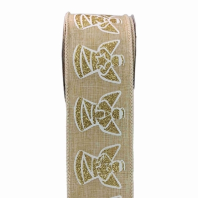 Stuha jutová s drátkem béžová vánoční anděl 9.1 m