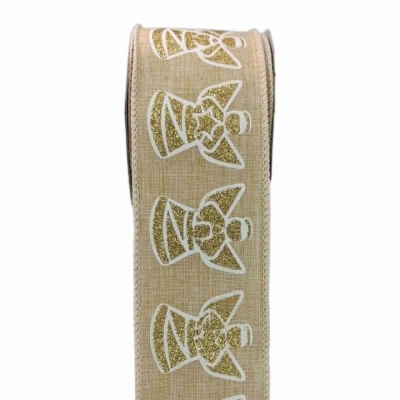 Stuha jutová s drátkem béžová vánoční anděl 9.1 m