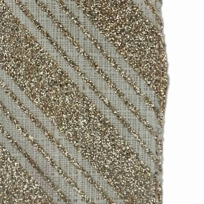 Stuha jutová s drátkem béžová vánoční pruhy 9.1 m