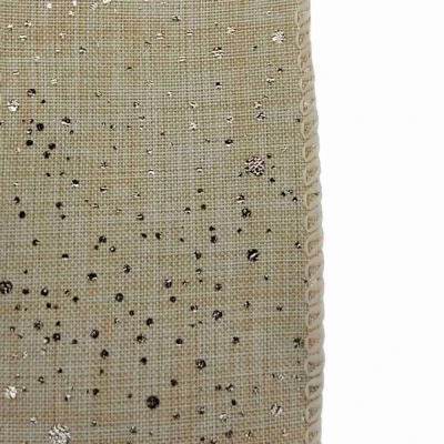 Stuha jutová s drátkem béžová vánoční puntíky 9.1 m