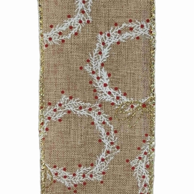 Stuha jutová s drátkem béžová vánoční věnec 9.1 m