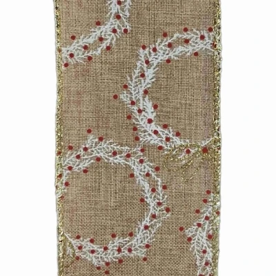 Stuha jutová s drátkem béžová vánoční věnec 9.1 m