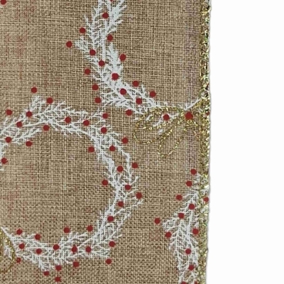 Stuha jutová s drátkem béžová vánoční věnec 9.1 m