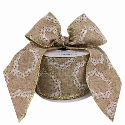 Stuha jutová s drátkem béžová vánoční věnec 9.1 m