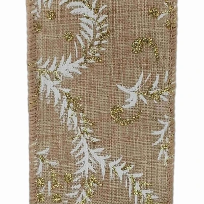 Stuha jutová s drátkem béžová vánoční větvičky 9.1 m